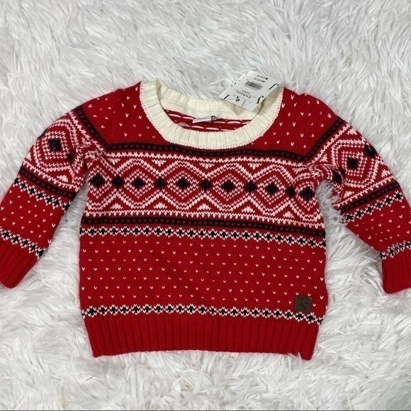 Janie and Jack Other - New Janie & Jack Fair Isle Holiday Sweater Red 3-6 Months